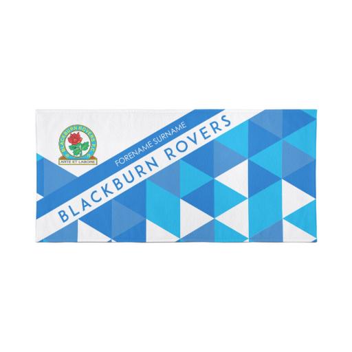 Blackburn Rovers Personalised Towel - Geometric Design - 70 x 140
